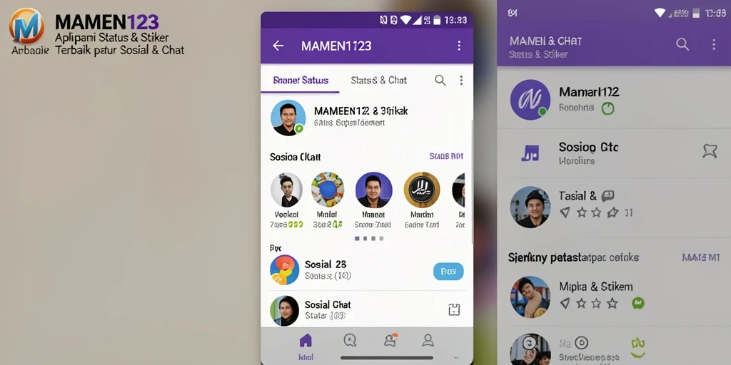 Tampilan antarmuka MAMEN123 yang user-friendly dengan beragam stiker.