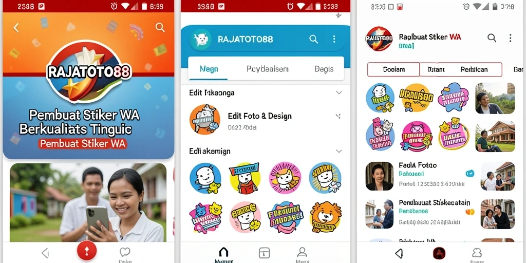 Tampilan antarmuka RAJATOTO88 untuk pembuatan stiker WA.