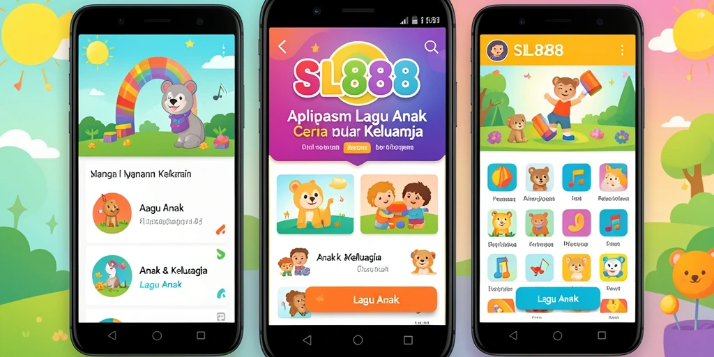 Antarmuka menarik aplikasi SL888 untuk lagu anak.